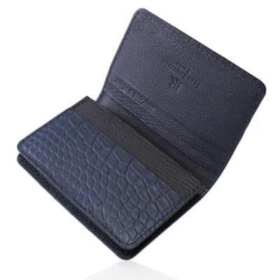 leather goods card holder alligator blue black