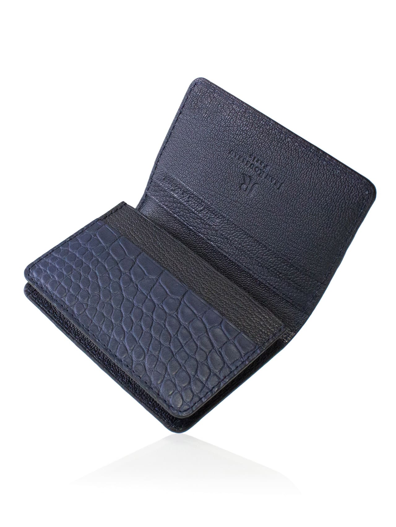 Alligator Business Card Holder with Gusset Compartment