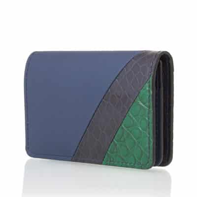 Business Cardholder mix green embossed calf