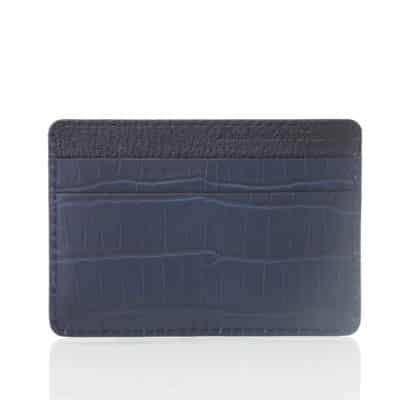 leather goods business card holder alligator blue
