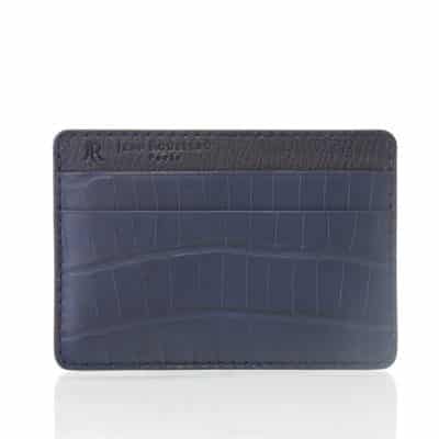 leather goods business card holder alligator blue