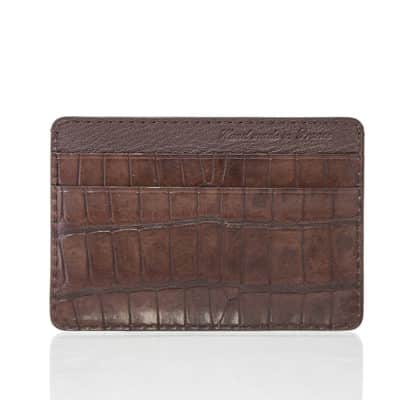 Card holder leather grey kaki brown