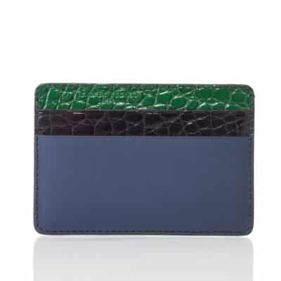 Porte carte croco bleu noir vert