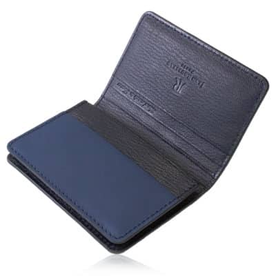 leather goods card holder calf blue black