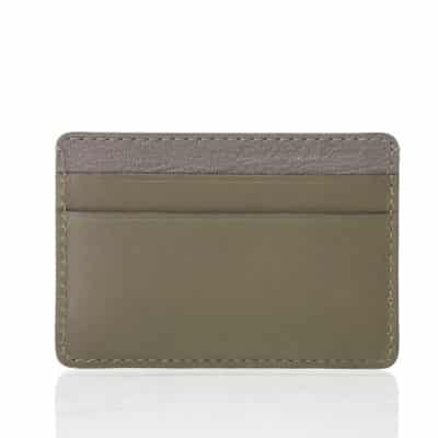 Card holder leather grey kaki