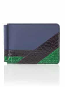 Money clip wallet mix green calf