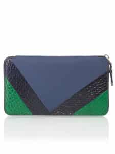 Pochette zippée XL mix veau vert