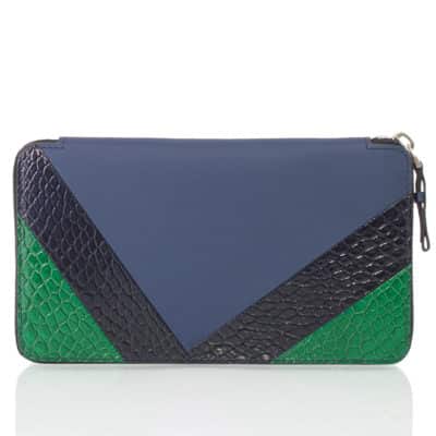 Portefeuille croco bleu noir vert