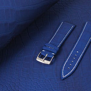 watch strap blue leather crocodile jean rousseau