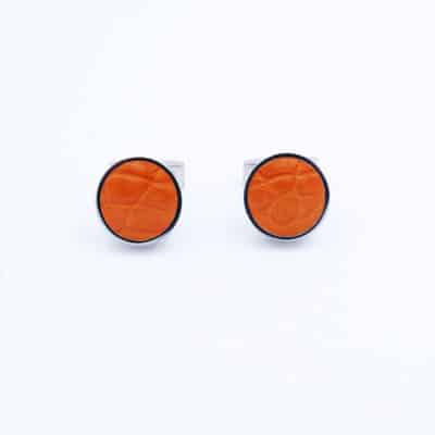 Cufflinks orange shiny alligator