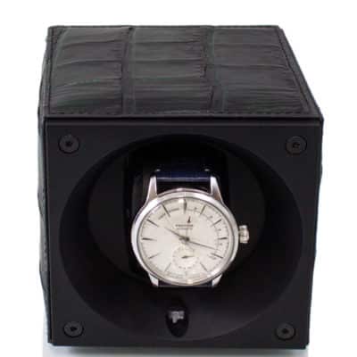 Swiss Kubik crocodile watch case black