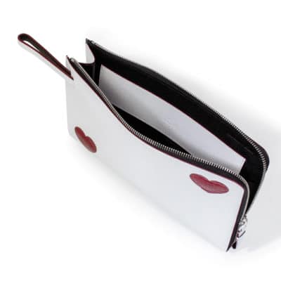 wallet card holder white heart red