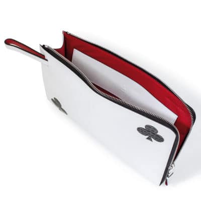 wallet card holder white black clover