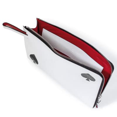 wallet card holder white black spades