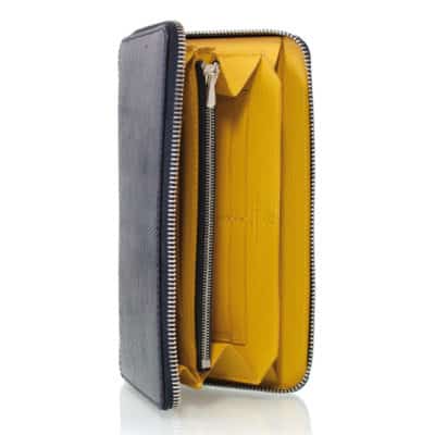leather goods wallet big larg blue yellow