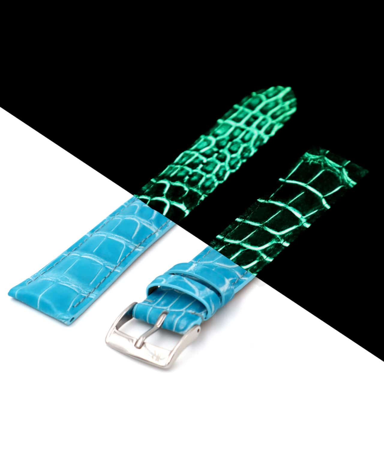 watch strap crocodile phosphorescent black green blue