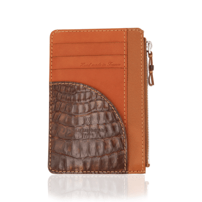 wallet zip zippy crocodile orange brown