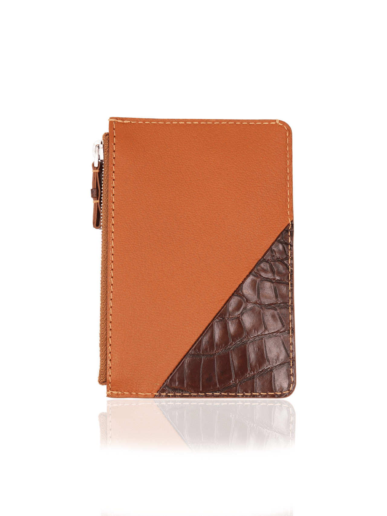 wallet zip zippy crocodile orange brown