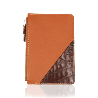 wallet zip zippy crocodile orange brown