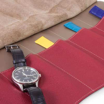 watch roll leather red brown watch strap