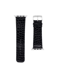 Bracelet Apple Watch classique alligator noir brillant