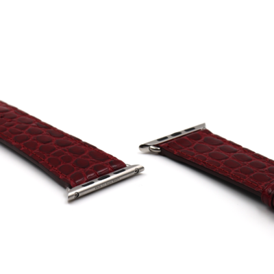 <span class="cat_name">Classic Apple Watch strap</span><br><span class="material_name">Shiny alligator</span><br><span class="color_name">Burgundy</span>