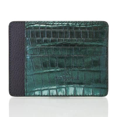 leather goods slim card holder alligator green