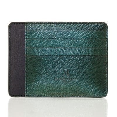 leather goods slim card holder lizard green