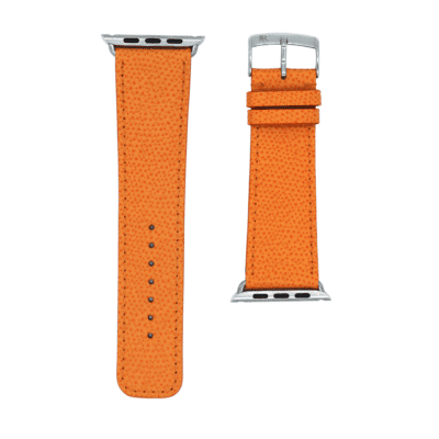 Leather apple watch strap orange calf