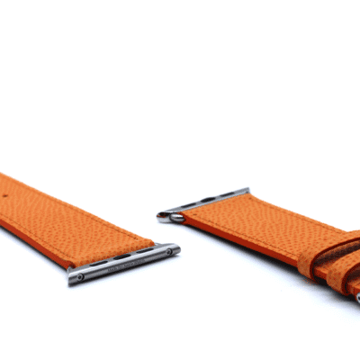 Leather apple watch strap orange calf