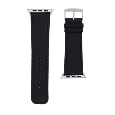 Leather apple watch strap black rubber