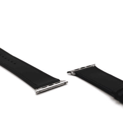 Leather apple watch strap black rubber