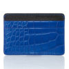 leather goods card holder alligator shiny blue