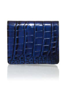 Mini wallet metallic blue Chameleon alligator