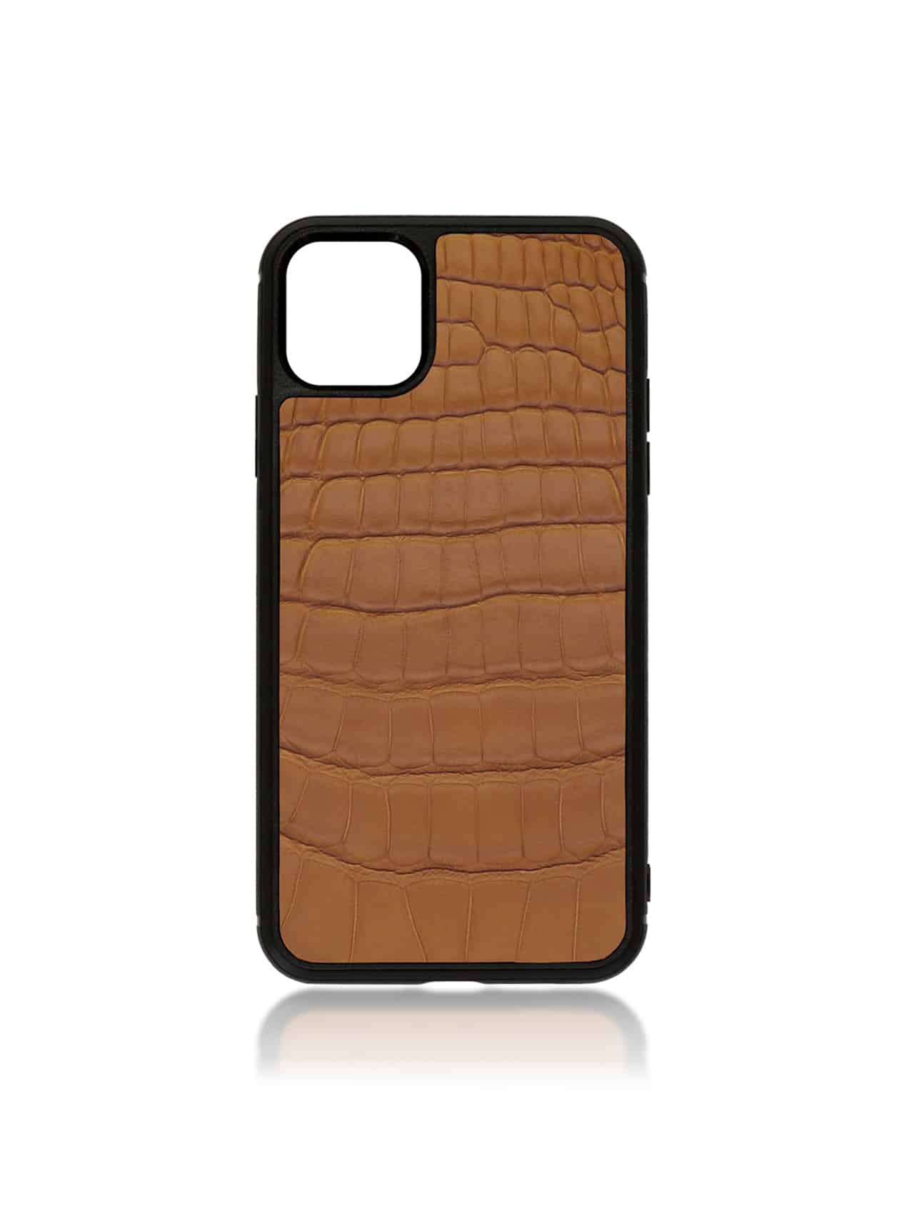 iPhone 12 Pro Max Leather Case Croco Dark Brown