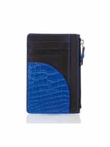 Easy wallet mix metallic blue Chameleon alligator