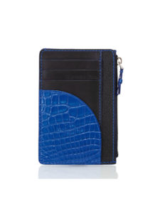 Easy wallet mix metallic blue Chameleon alligator