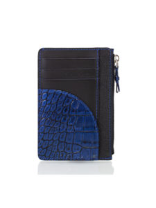 Easy wallet mix alligator Caméléon bleu foncé métallique