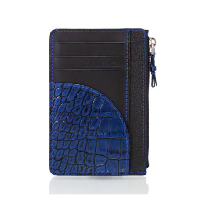 Easy wallet mix metallic dark blue Chameleon alligator