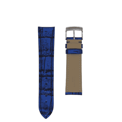 <span class="cat_name">Bracelet Classique 3.5</span><br><span class="material_name">Alligator d'exception</span><br><span class="color_name">Bleu Métallique</span>