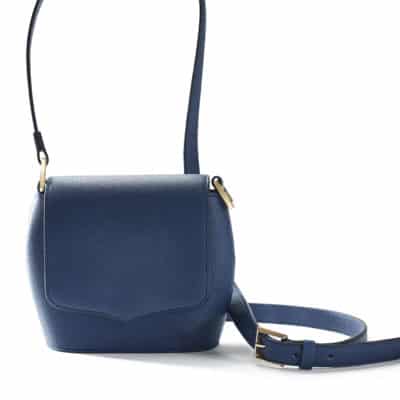 Mini Sam handbag in blue embossed calf
