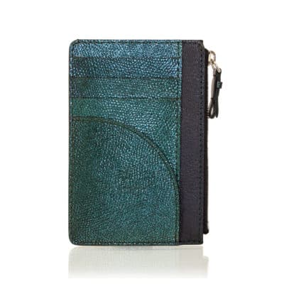 Easy wallet green Chameleon calf