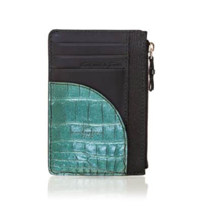 Business card holder crocodile blue green