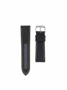 Bracelet de montre Compass tissu technique noir - couture jaune