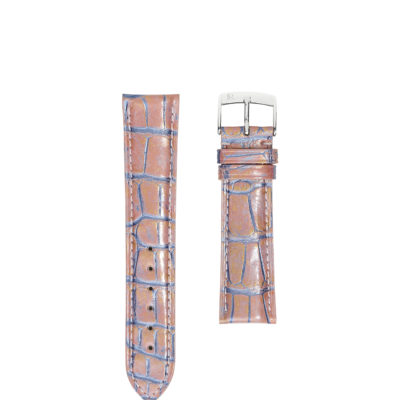 Watch strap alligator shiny blue pink