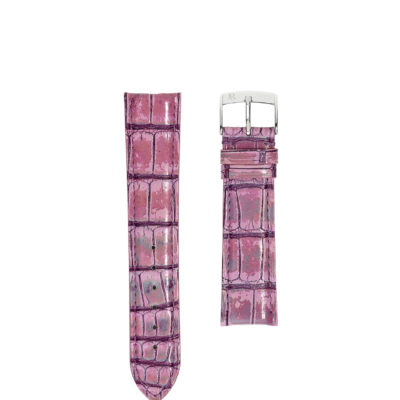 Watch strap alligator shiny purple pink