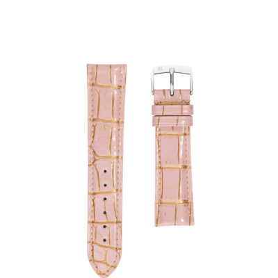 Watch strap alligator shiny pink gold