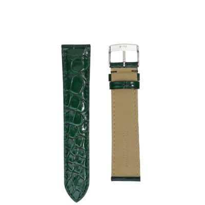 Watch strap Alligator dark green shiny men