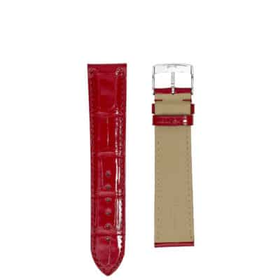 watch strap alligator red shiny women