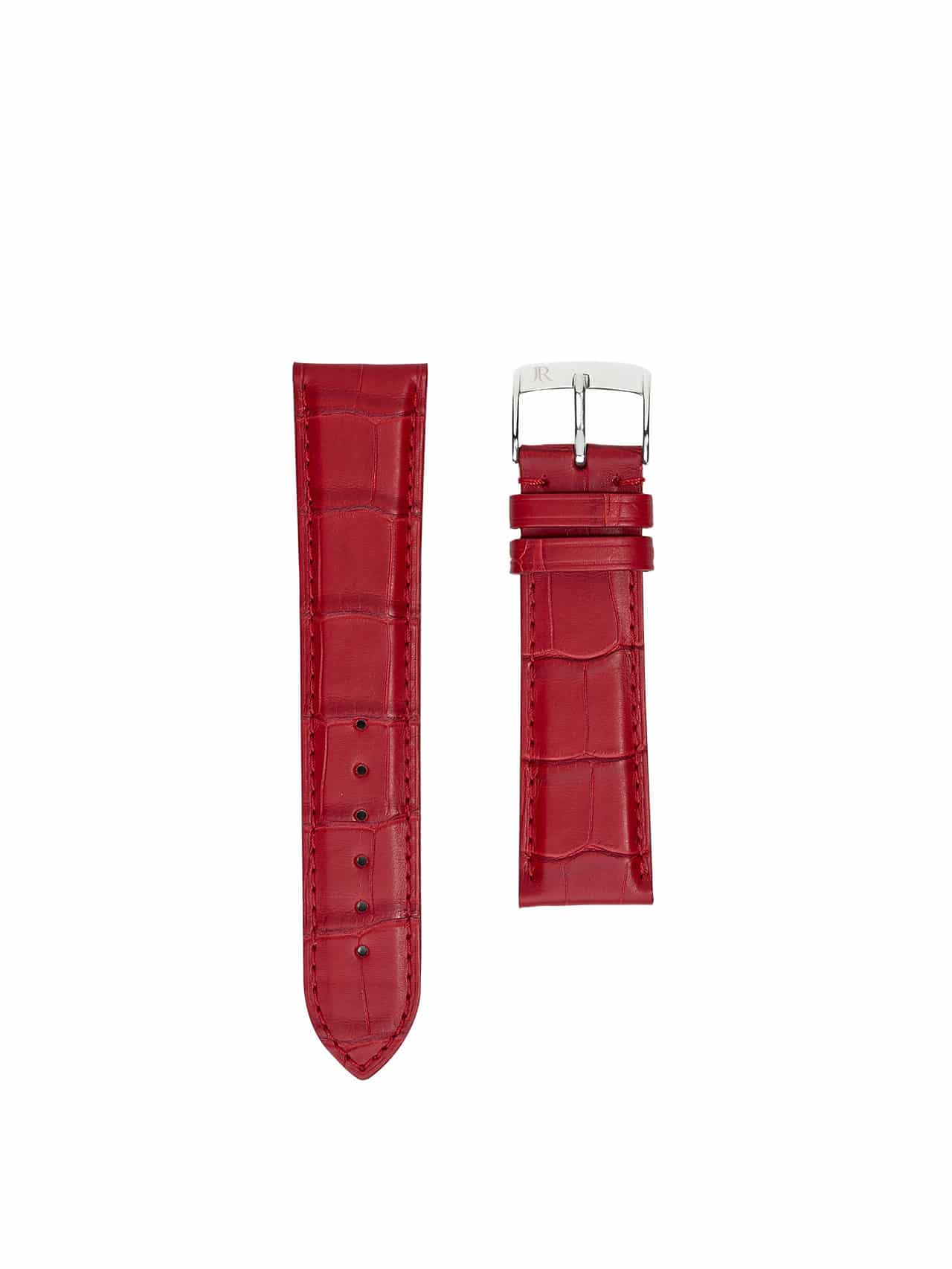 watch strap jean rousseau leather crocodile red